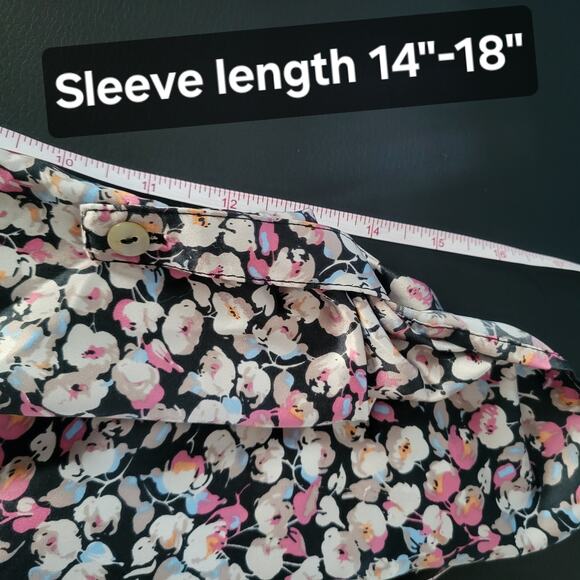 Daniel Rainn Floral Split Neck Tunic Blouse 1X – High Low Hem, Roll Tab Sleeves - Picture 11 of 12